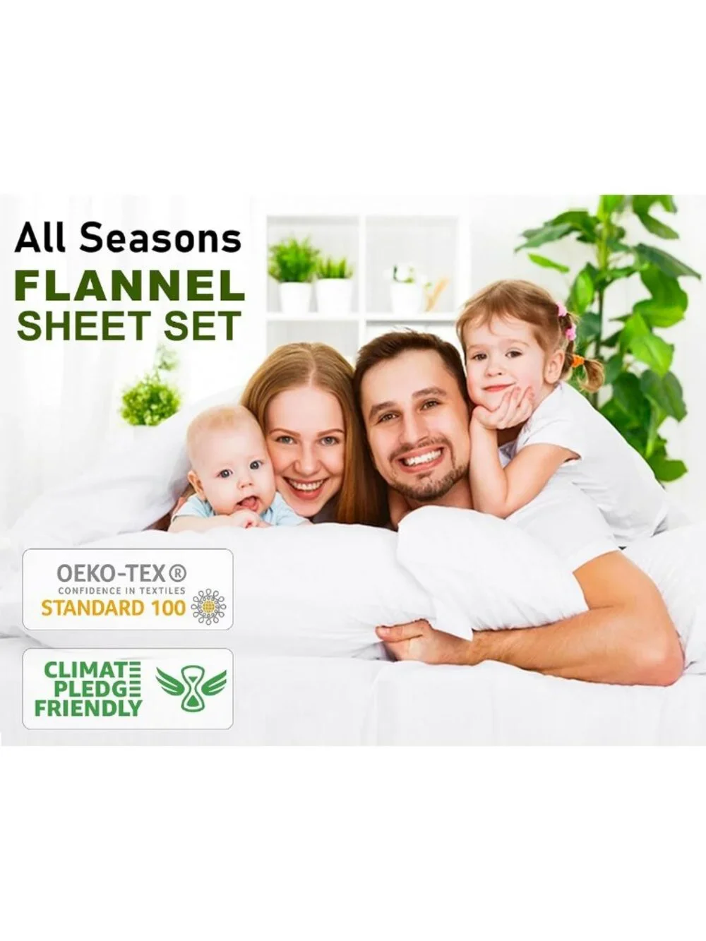Cozy 100% Cotton Flannel Queen Sheet Set, 4 Pieces, Jasmine Floral Print